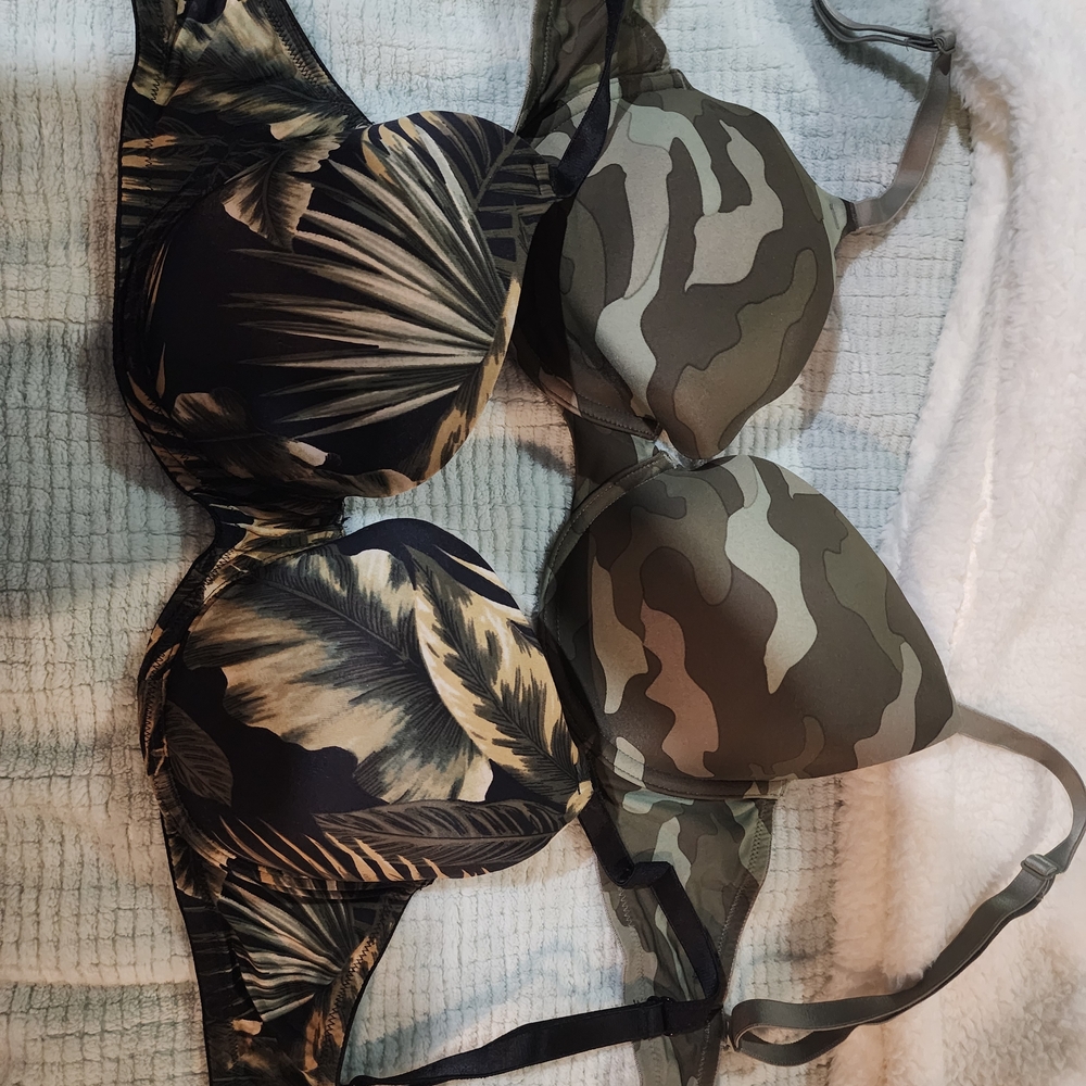 Victoria's Secret Camouflage and Palm Print Bras